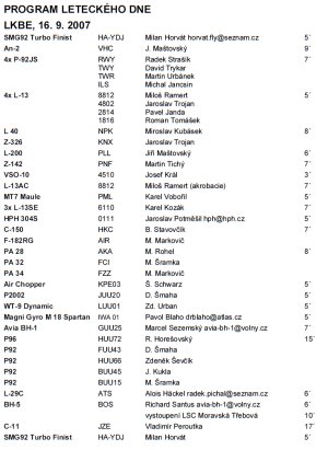 Program leteckého dne 2007 (předběžný) Program leteckého dne 2007 (předběžný)